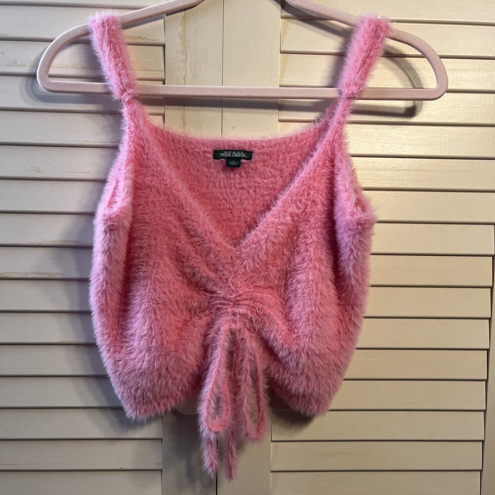 Wild Fable Crop Top Pink Soft Fur Straps Size L